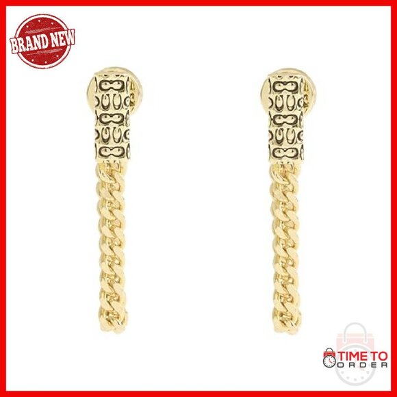Quilted Tube Earring Jacket with Swag Chain, Titanium Posts